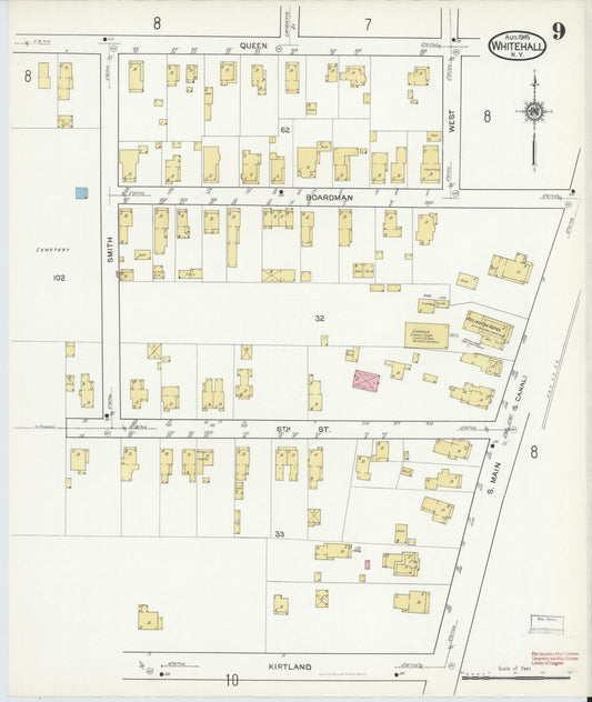 Sanborn Fire Insurance Map from Whitehall, Washington County, New York (1916), Sheet #0009 - Historic Sanborn Fire Insurance Map Print, vintage old map wall art, antique decor, genealogy gift, New York New York map
