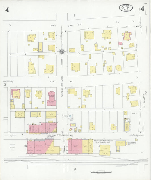 Sanborn Fire Insurance Map from Opp, Covington County, Alabama (1930), Sheet #0004 - Historic Sanborn Fire Insurance Map Print, vintage old map wall art, antique decor, genealogy gift, Alabama Alabama map