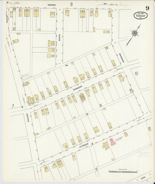 Sanborn Fire Insurance Map from Throop, Lackawanna County, Pennsylvania (1912), Sheet #0009 - Historic Sanborn Fire Insurance Map Print, vintage old map wall art, antique decor, genealogy gift, Pennsylvania Pennsylvania map