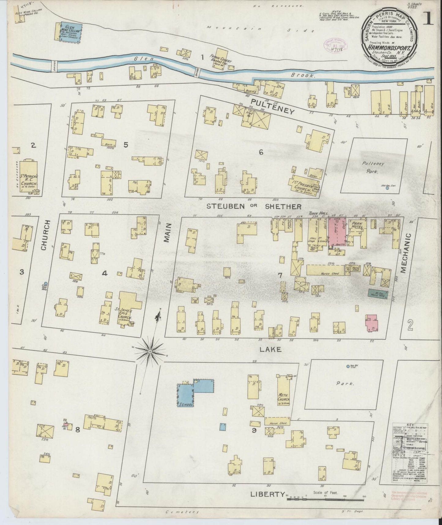 Sanborn Fire Insurance Map from Hammondsport, Steuben County, New York. (1893) – Historic Sanborn Fire Insurance Map Print