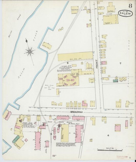 Sanborn Fire Insurance Map from Salem, Salem County, New Jersey (1891), Sheet #0008 - Historic Sanborn Fire Insurance Map Print, vintage old map wall art, antique decor, genealogy gift, New Jersey New Jersey map