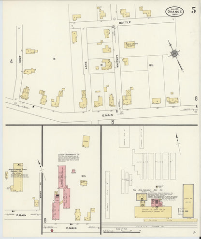 Sanborn Fire Insurance Map from Orange, Franklin County, Massachusetts (1911), Sheet #0005 - Complete Map Set gallery image, historic Sanborn map, vintage wall art, Massachusetts Massachusetts
