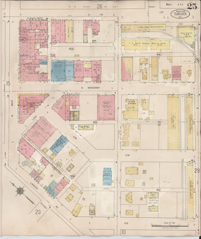 Sanborn Fire Insurance Map from Turlock, Stanislaus County, California (1943), Sheet #0025 - Complete Map Set gallery image, historic Sanborn map, vintage wall art, California California