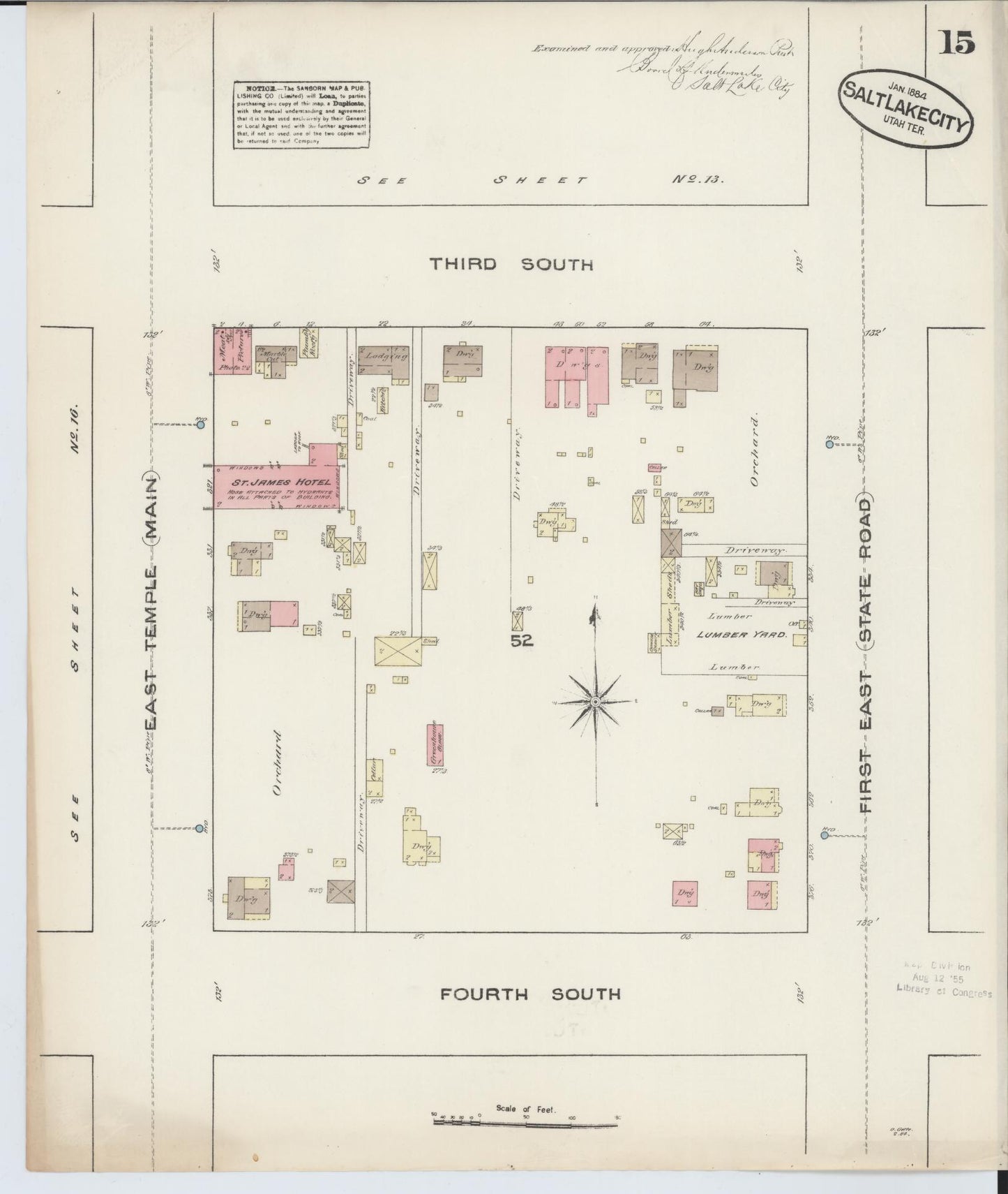 Sanborn Fire Insurance Map from Salt Lake City, Salt Lake County, Utah (1884), Sheet #0015 - Complete Map Set gallery image, historic Sanborn map, vintage wall art, Utah Utah