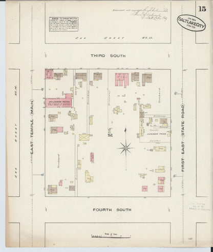 Sanborn Fire Insurance Map from Salt Lake City, Salt Lake County, Utah (1884), Sheet #0015 - Complete Map Set gallery image, historic Sanborn map, vintage wall art, Utah Utah