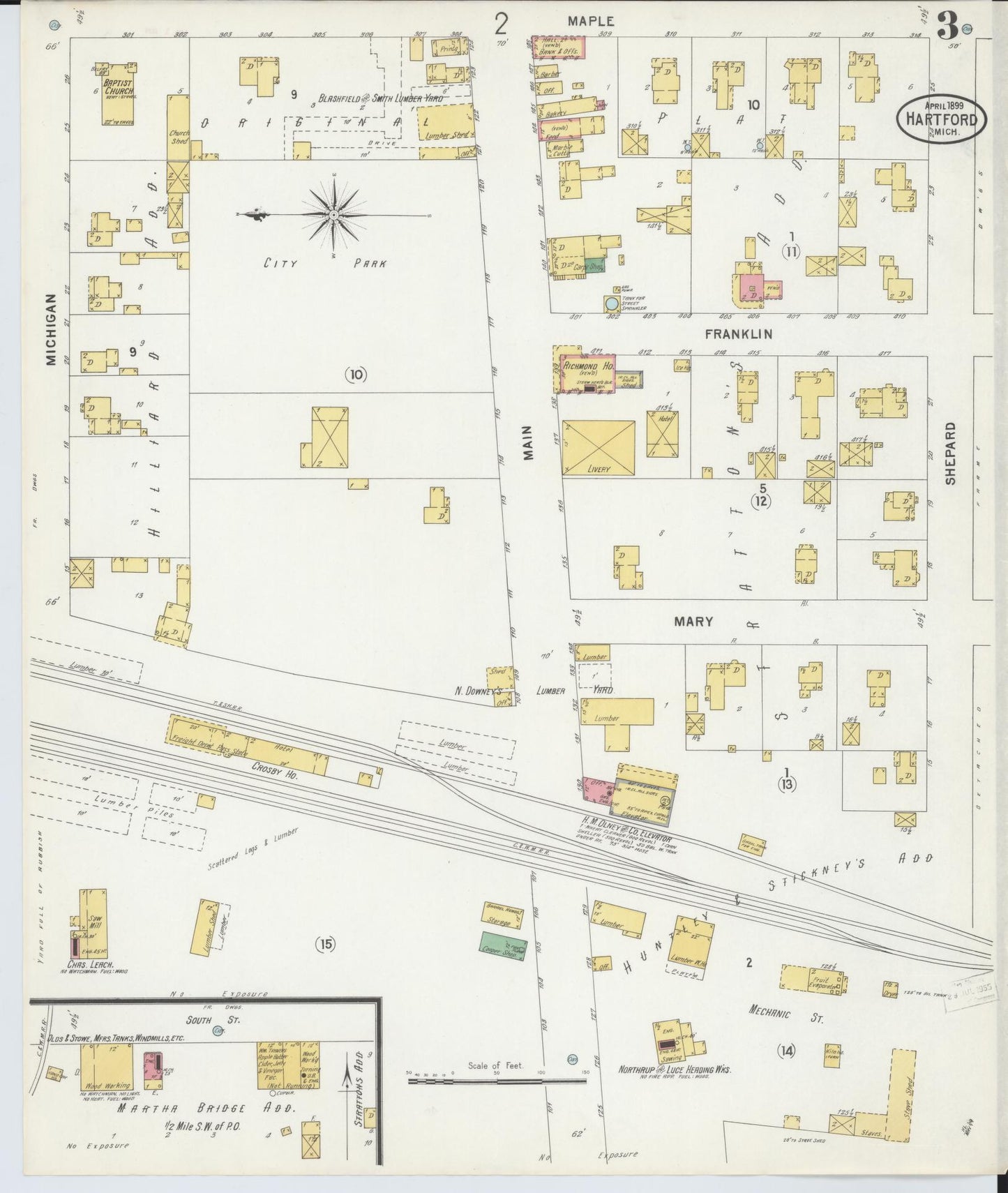 Sanborn Fire Insurance Map from Hartford, Van Buren County, Michigan (1899), Sheet #0003 - Complete Map Set gallery image, historic Sanborn map, vintage wall art, Michigan Michigan