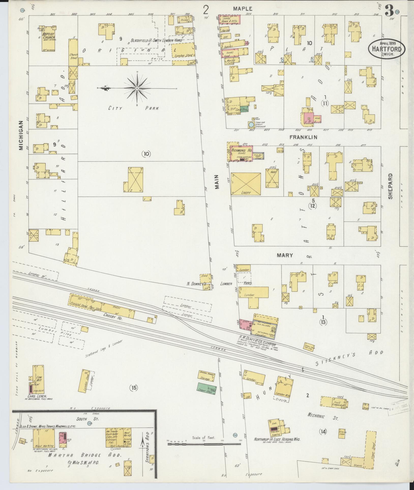 Sanborn Fire Insurance Map from Hartford, Van Buren County, Michigan (1899), Sheet #0003 - Complete Map Set gallery image, historic Sanborn map, vintage wall art, Michigan Michigan