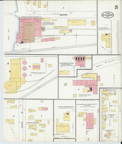 Sanborn Fire Insurance Map from Willoughby, Lake County, Ohio (1904), Sheet #0003 - Historic Sanborn Fire Insurance Map Print, vintage old map wall art, antique decor, genealogy gift, Ohio Ohio map