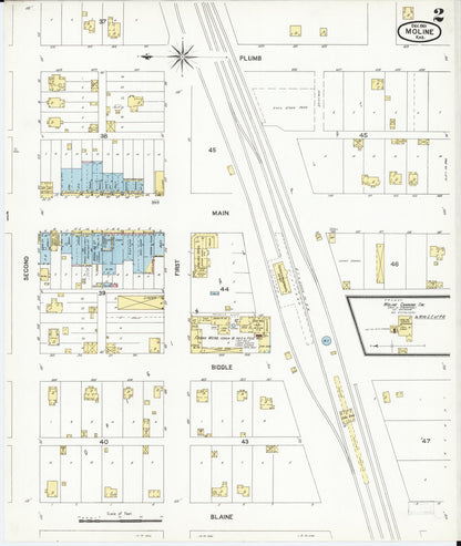 Sanborn Fire Insurance Map from Moline, Elk County, Kansas (1901), Sheet #0002 - Complete Map Set gallery image, historic Sanborn map, vintage wall art, Kansas Kansas