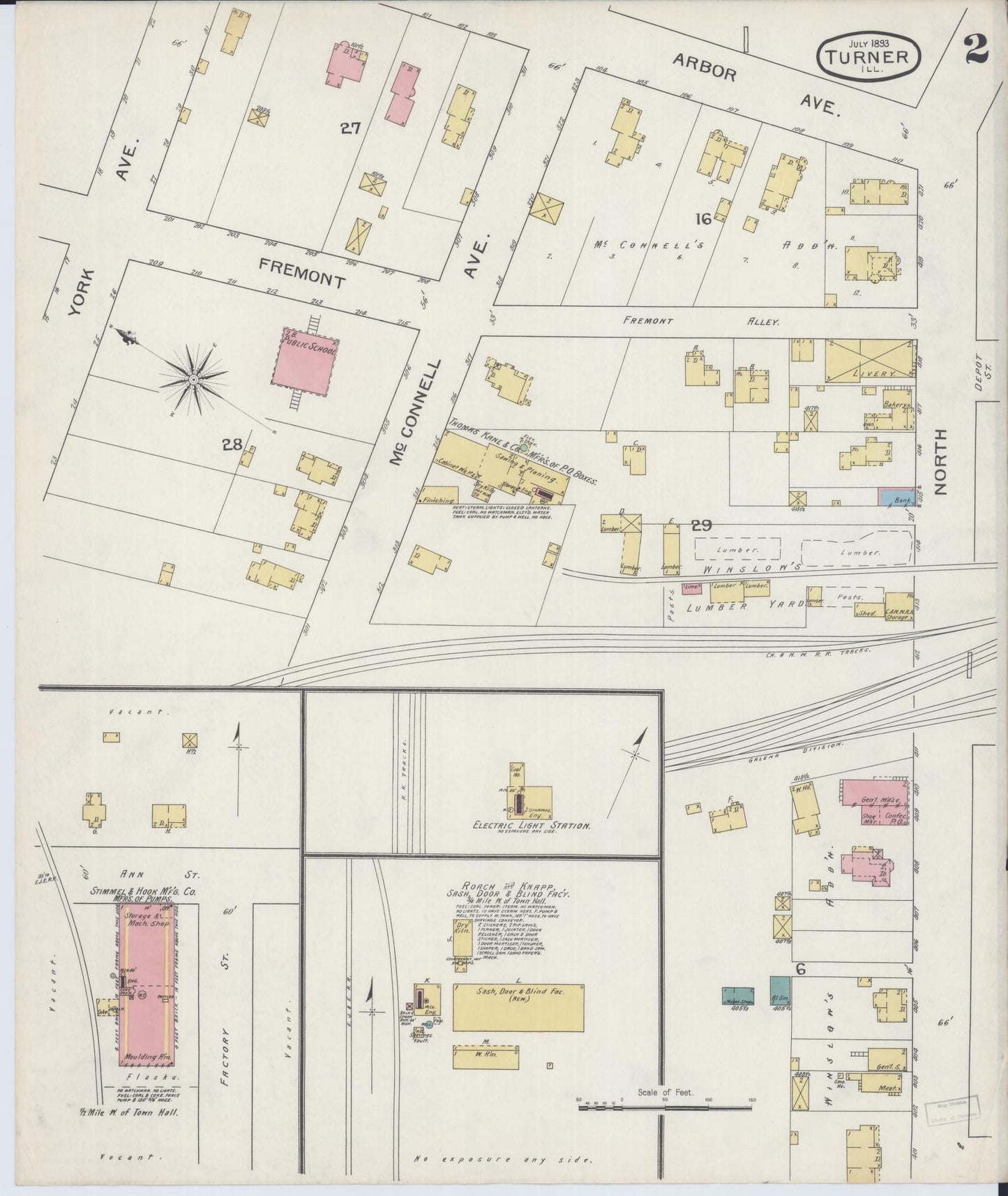 Sanborn Fire Insurance Map from Turner, Du Page County, Illinois (1893), Sheet #0002 - Historic Sanborn Fire Insurance Map Print, vintage old map wall art, antique decor, genealogy gift, Illinois Illinois map
