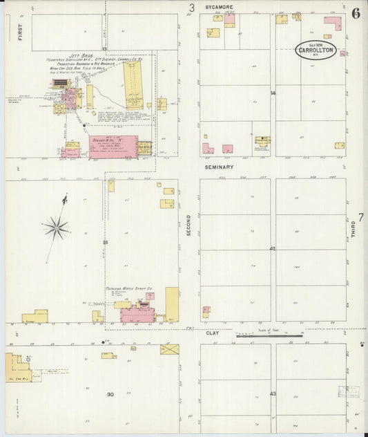 Sanborn Fire Insurance Map from Carrollton, Carroll County, Kentucky (1898), Sheet #0006 - Historic Sanborn Fire Insurance Map Print, vintage old map wall art, antique decor, genealogy gift, Kentucky Kentucky map