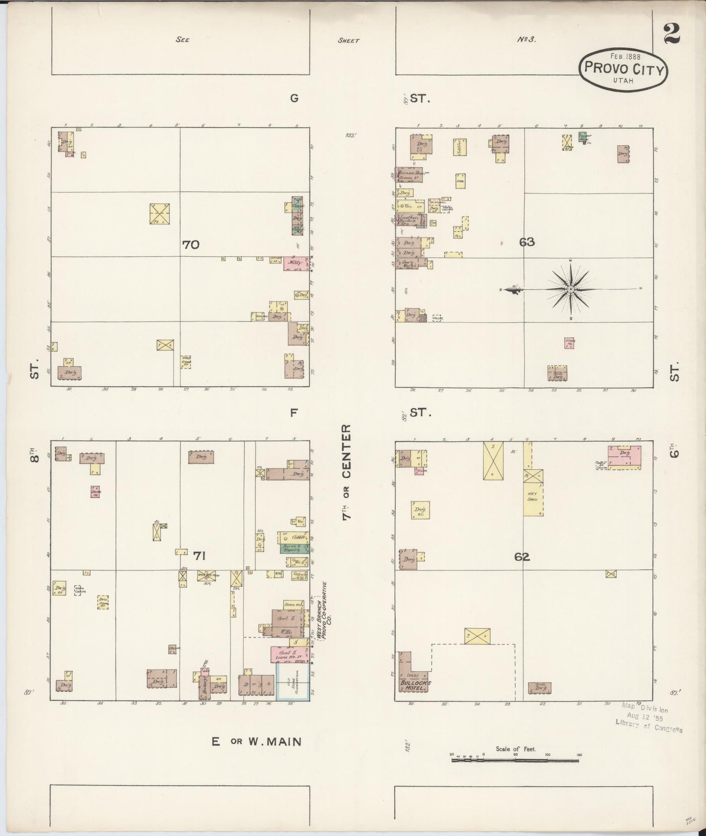 Sanborn Fire Insurance Map from Provo, Utah County, Utah (1888), Sheet #0002 - Complete Map Set gallery image, historic Sanborn map, vintage wall art, Provo Utah