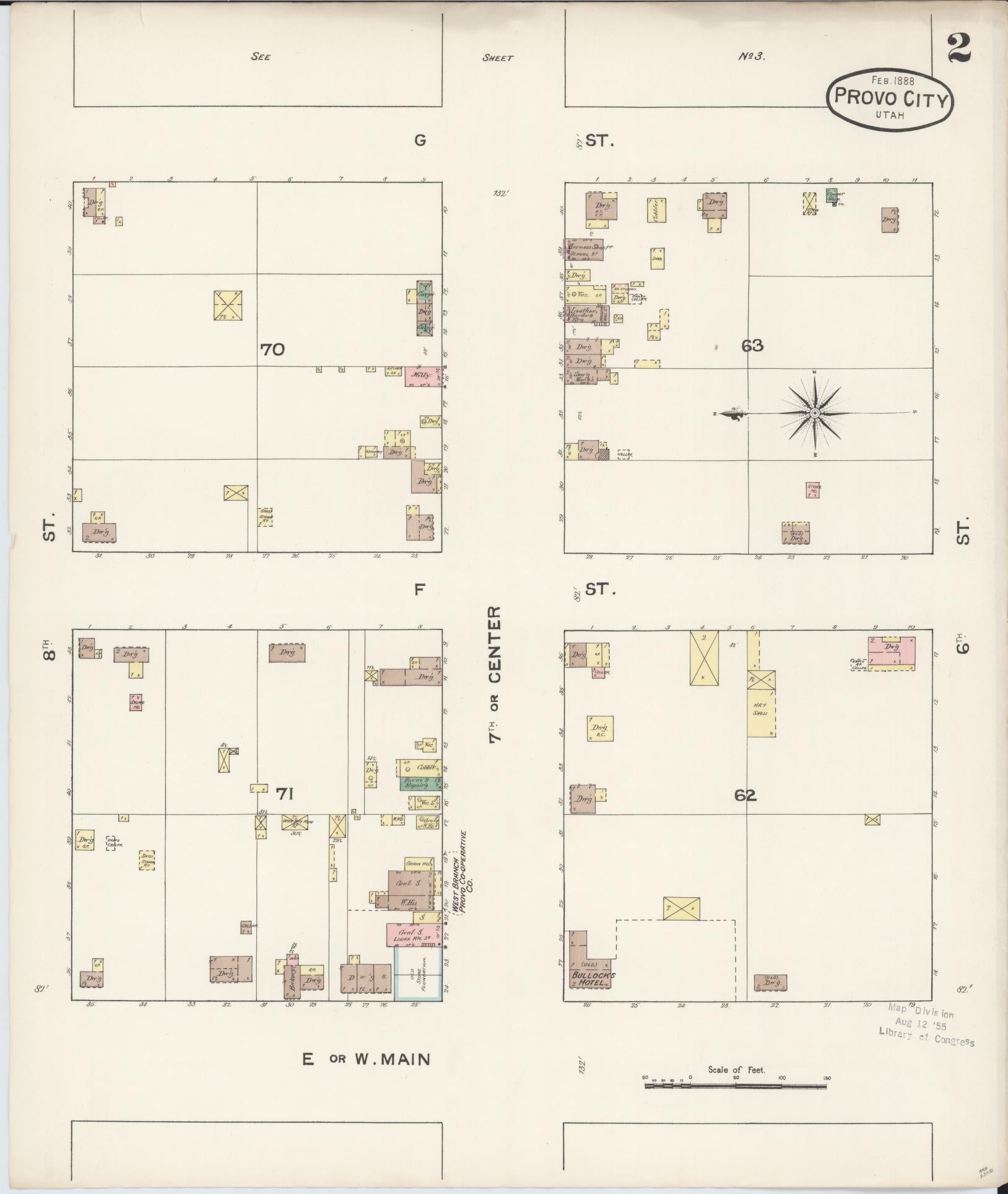 Sanborn Fire Insurance Map from Provo, Utah County, Utah (1888), Sheet #0002 - Complete Map Set gallery image, historic Sanborn map, vintage wall art, Provo Utah