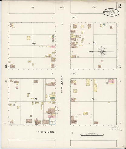 Sanborn Fire Insurance Map from Provo, Utah County, Utah (1888), Sheet #0002 - Complete Map Set gallery image, historic Sanborn map, vintage wall art, Provo Utah