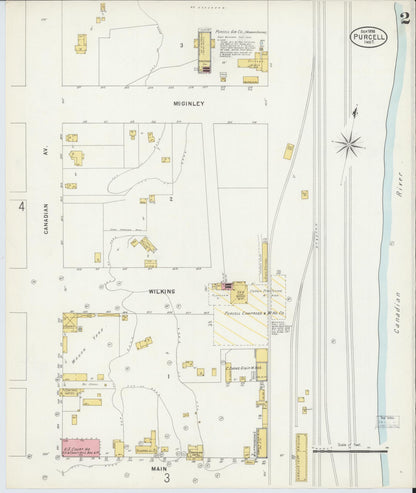 Sanborn Fire Insurance Map from Purcell, McClain County, Oklahoma (1898), Sheet #0002 - Complete Map Set gallery image, historic Sanborn map, vintage wall art, Oklahoma Oklahoma