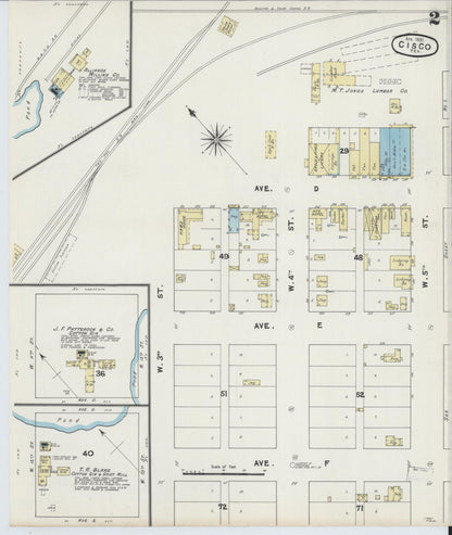 Sanborn Fire Insurance Map from Cisco, Eastland County, Texas (1891), Sheet #0002 - Complete Map Set gallery image, historic Sanborn map, vintage wall art, Texas Texas