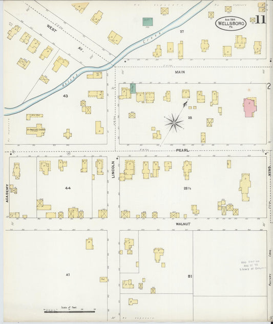 Sanborn Fire Insurance Map from Wellsboro, Tioga County, Pennsylvania (1904), Sheet #0011 - Historic Sanborn Fire Insurance Map Print, vintage old map wall art, antique decor, genealogy gift, Pennsylvania Pennsylvania map