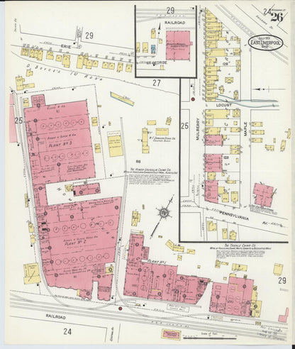 Sanborn Fire Insurance Map from East Liverpool, Columbiana County, Ohio (1913), Sheet #0026 - Historic Sanborn Fire Insurance Map Print, vintage old map wall art, antique decor, genealogy gift, Ohio Ohio map
