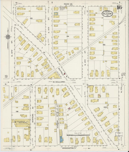 Sanborn Fire Insurance Map from Olean, Cattaraugus County, New York (1915), Sheet #0016 - Complete Map Set gallery image, historic Sanborn map, vintage wall art, New York New York