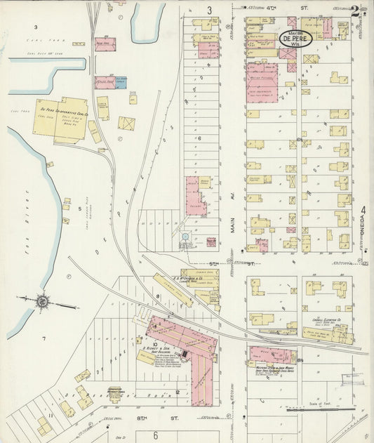 Sanborn Fire Insurance Map from De Pere, Brown County, Wisconsin (1914), Sheet #0002 - Historic Sanborn Fire Insurance Map Print, vintage old map wall art, antique decor, genealogy gift, Wisconsin Wisconsin map