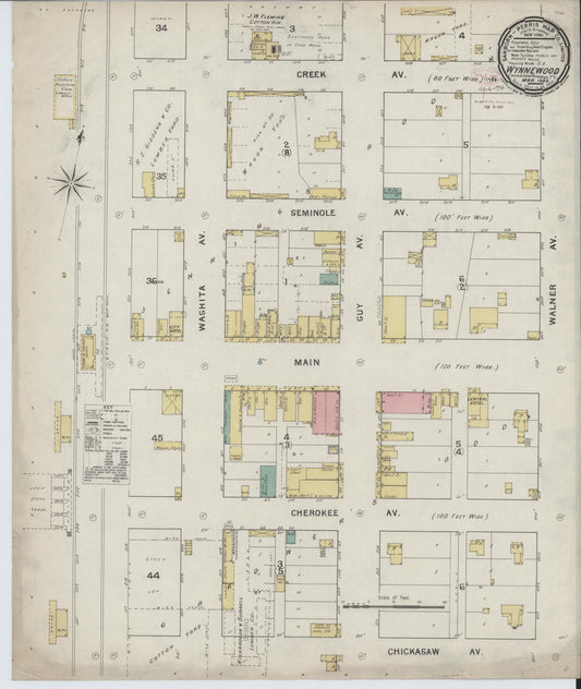 Sanborn Fire Insurance Map from Wynnewood, Garvin County, Oklahoma (1894), Sheet #0001 - Historic Sanborn Fire Insurance Map Print, vintage old map wall art, antique decor, genealogy gift, Oklahoma Oklahoma map