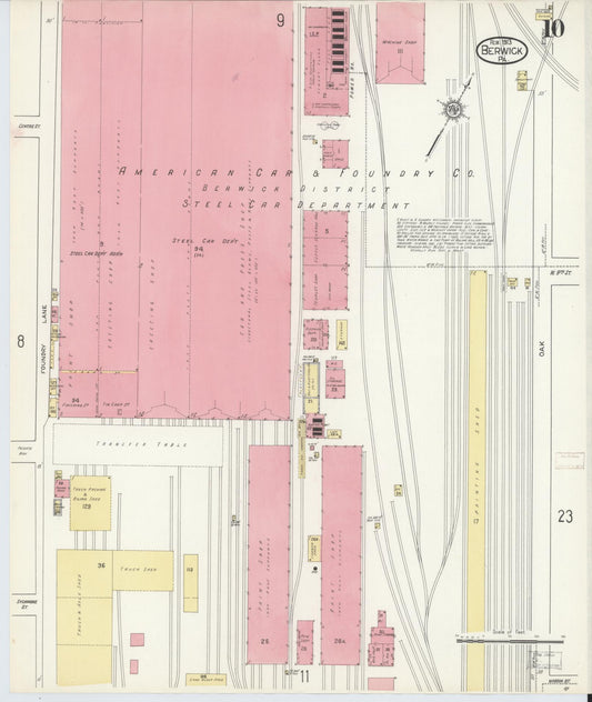 Sanborn Fire Insurance Map from Berwick, Columbia County, Pennsylvania (1913), Sheet #0010 - Historic Sanborn Fire Insurance Map Print, vintage old map wall art, antique decor, genealogy gift, Pennsylvania Pennsylvania map