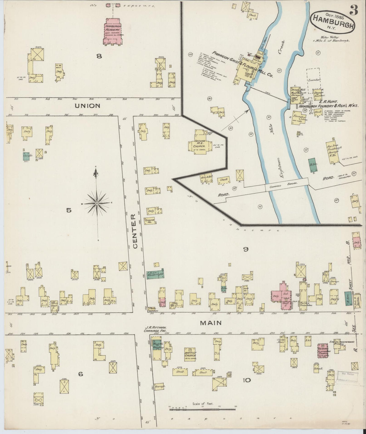 Sanborn Fire Insurance Map from Hamburg, Erie County, New York (1885), Sheet #0003 - Historic Sanborn Fire Insurance Map Print, vintage old map wall art, antique decor, genealogy gift, New York New York map