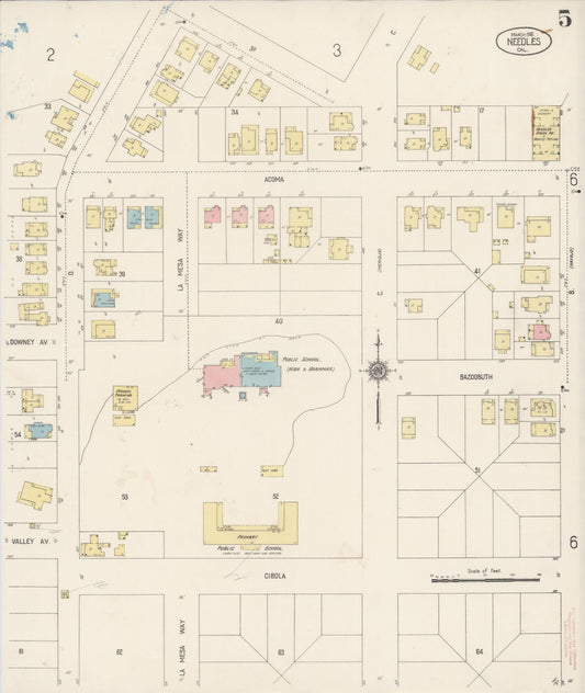 Sanborn Fire Insurance Map from Needles, San Bernardino County, California (1916), Sheet #0005 - Historic Sanborn Fire Insurance Map Print, vintage old map wall art, antique decor, genealogy gift, California California map