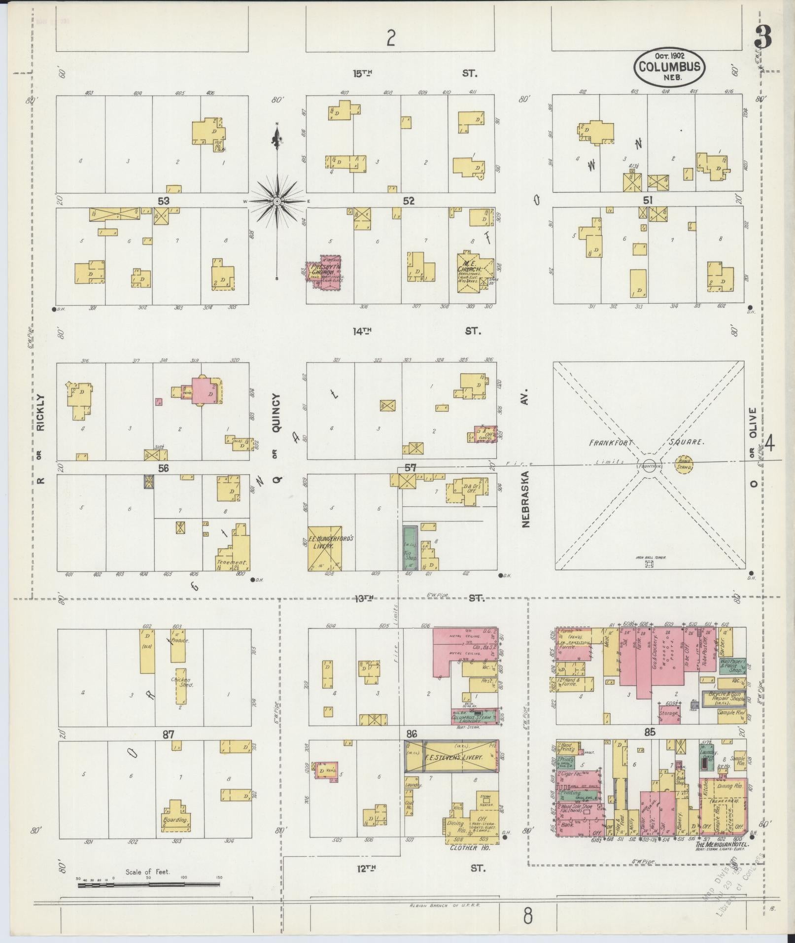 Sanborn Fire Insurance Map from Columbus, Platte County, Nebraska (1902), Sheet #0003 - Complete Map Set gallery image, historic Sanborn map, vintage wall art, Nebraska Nebraska