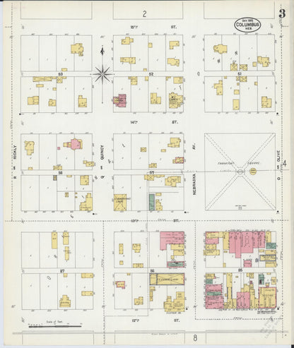 Sanborn Fire Insurance Map from Columbus, Platte County, Nebraska (1902), Sheet #0003 - Complete Map Set gallery image, historic Sanborn map, vintage wall art, Nebraska Nebraska