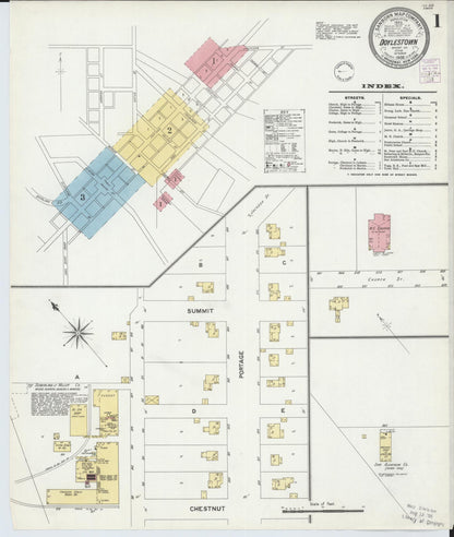 Sanborn Fire Insurance Map from Doylestown, Wayne County, Ohio (1902), Sheet #0001 - Complete Map Set gallery image, historic Sanborn map, vintage wall art, Ohio Ohio