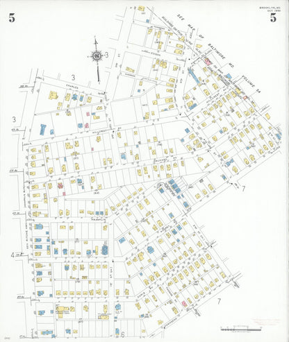 Sanborn Fire Insurance Map from Brooklyn, Anne Arundel County, Maryland (1950), Sheet #0005 - Complete Map Set gallery image, historic Sanborn map, vintage wall art, Maryland Maryland