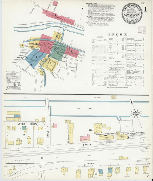 Sanborn Fire Insurance Map from Canajoharie, Montgomery County, New York (1908), Sheet #0001 - Complete Map Set gallery image, historic Sanborn map, vintage wall art, New York New York