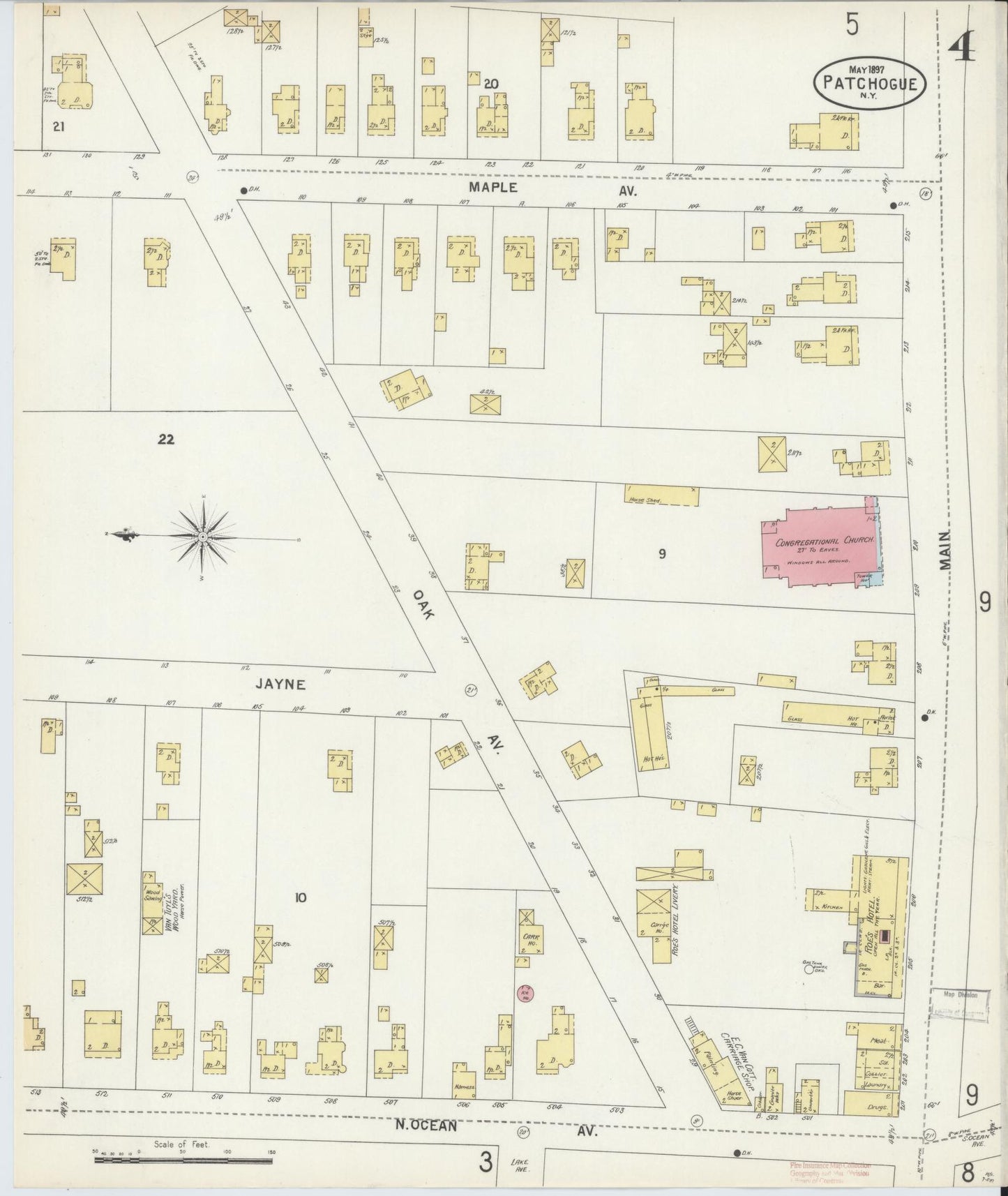 Sanborn Fire Insurance Map from Patchogue, Suffolk County, New York (1897), Sheet #0004 - Complete Map Set gallery image, historic Sanborn map, vintage wall art, New York New York