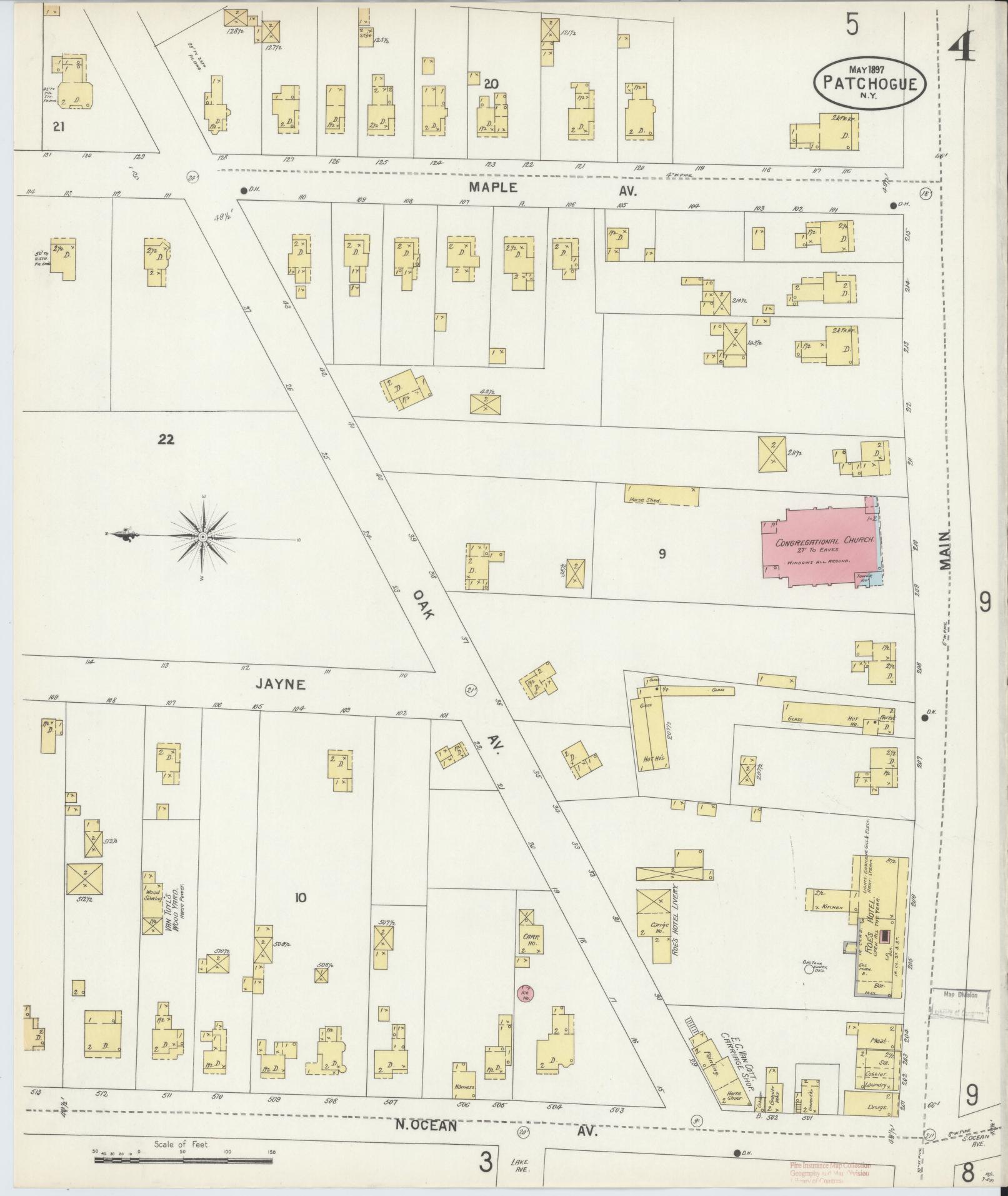 Sanborn Fire Insurance Map from Patchogue, Suffolk County, New York (1897), Sheet #0004 - Complete Map Set gallery image, historic Sanborn map, vintage wall art, New York New York