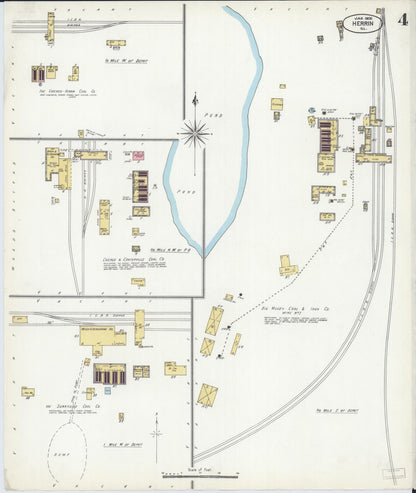 Sanborn Fire Insurance Map from Herrin, Williamson County, Illinois (1905), Sheet #0004 - Historic Sanborn Fire Insurance Map Print, vintage old map wall art, antique decor, genealogy gift, Illinois Illinois map