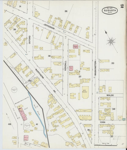 Sanborn Fire Insurance Map from Augusta, Kennebec County, Maine (1889), Sheet #0002 - Complete Map Set gallery image, historic Sanborn map, vintage wall art, Maine Maine