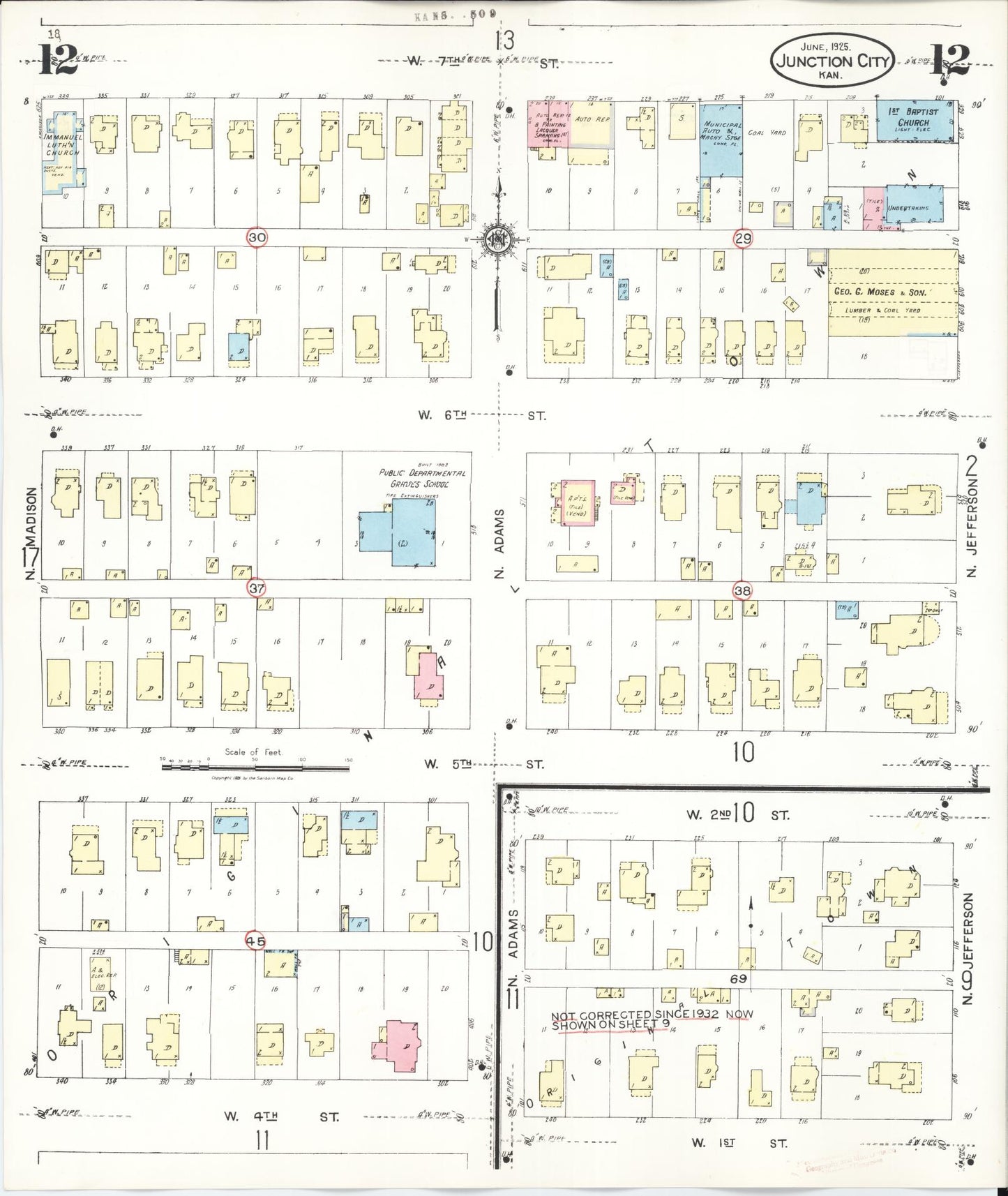 Sanborn Fire Insurance Map from Junction City, Geary County, Kansas (1947), Sheet #0012 - Complete Map Set gallery image, historic Sanborn map, vintage wall art, Kansas Kansas
