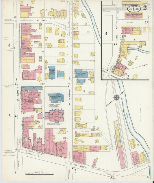 Sanborn Fire Insurance Map from Du Bois, Clearfield County, Pennsylvania (1913), Sheet #0002 - Historic Sanborn Fire Insurance Map Print, vintage old map wall art, antique decor, genealogy gift, Pennsylvania Pennsylvania map