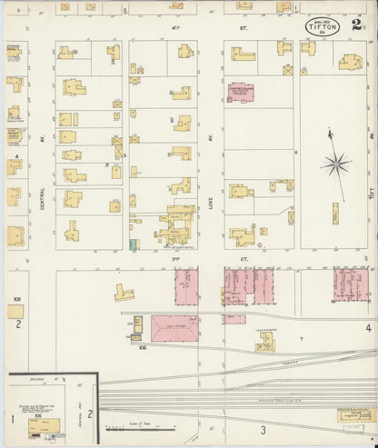 Sanborn Fire Insurance Map from Tifton, Tift County, Georgia (1903), Sheet #0002 - Complete Map Set gallery image, historic Sanborn map, vintage wall art, Georgia Georgia