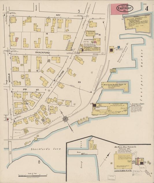 Sanborn Fire Insurance Map from Eastport, Washington County, Maine (1921), Sheet #0004 - Historic Sanborn Fire Insurance Map Print, vintage old map wall art, antique decor, genealogy gift, Maine Maine map