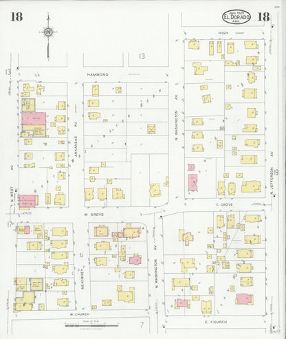 Sanborn Fire Insurance Map from El Dorado, Union County, Arkansas (1929), Sheet #0018 - Complete Map Set gallery image, historic Sanborn map, vintage wall art, Arkansas Arkansas
