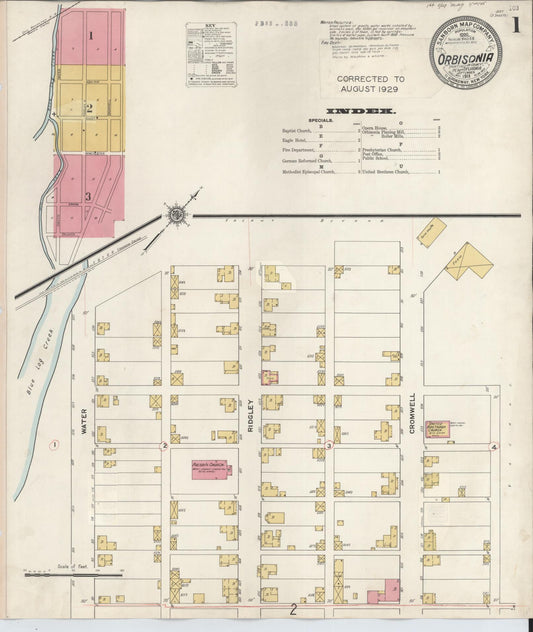Sanborn Fire Insurance Map from Orbisonia, Huntingdon County, Pennsylvania (1929), Sheet #0001 - Historic Sanborn Fire Insurance Map Print, vintage old map wall art, antique decor, genealogy gift, Pennsylvania Pennsylvania map