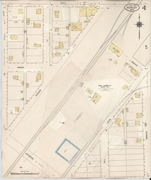 Sanborn Fire Insurance Map from Buckley, Pierce County, Washington (1933), Sheet #0004 - Historic Sanborn Fire Insurance Map Print, vintage old map wall art, antique decor, genealogy gift, Washington Washington map