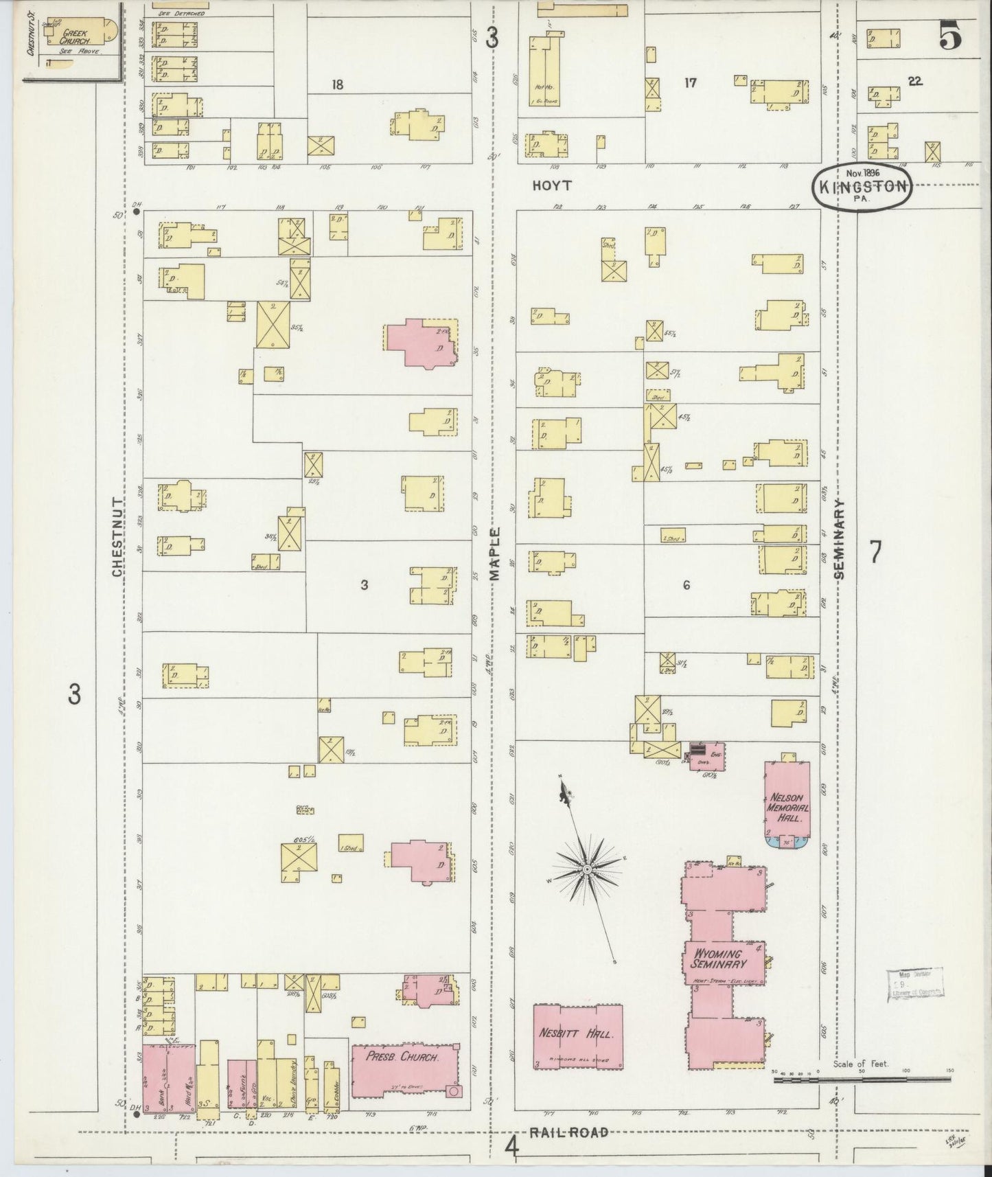 Sanborn Fire Insurance Map from Kingston, Luzerne County, Pennsylvania (1896), Sheet #0005 - Complete Map Set gallery image, historic Sanborn map, vintage wall art, Pennsylvania Pennsylvania
