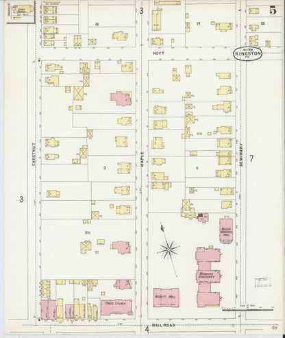 Sanborn Fire Insurance Map from Kingston, Luzerne County, Pennsylvania (1896), Sheet #0005 - Complete Map Set gallery image, historic Sanborn map, vintage wall art, Pennsylvania Pennsylvania