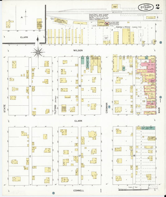 Sanborn Fire Insurance Map from Dysart, Tama County, Iowa (1902), Sheet #0002 - Historic Sanborn Fire Insurance Map Print, vintage old map wall art