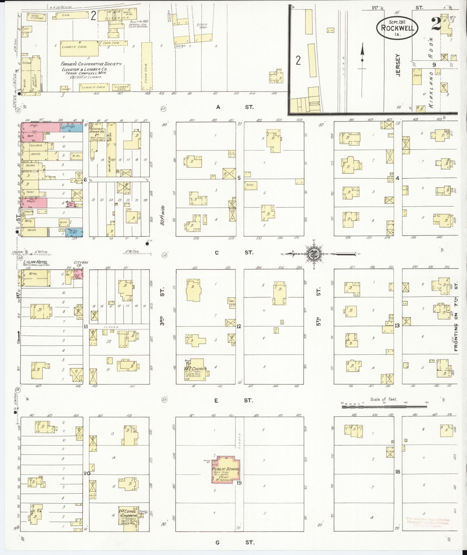 Sanborn Fire Insurance Map from Rockwell, Cerro Gordo County, Iowa (1911), Sheet #0002 - Historic Sanborn Fire Insurance Map Print, vintage old map wall art