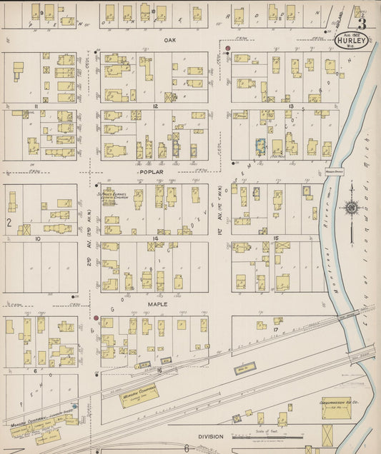 Sanborn Fire Insurance Map from Hurley, Iron County, Wisconsin (1922), Sheet #0003 - Historic Sanborn Fire Insurance Map Print, vintage old map wall art, antique decor, genealogy gift, Wisconsin Wisconsin map