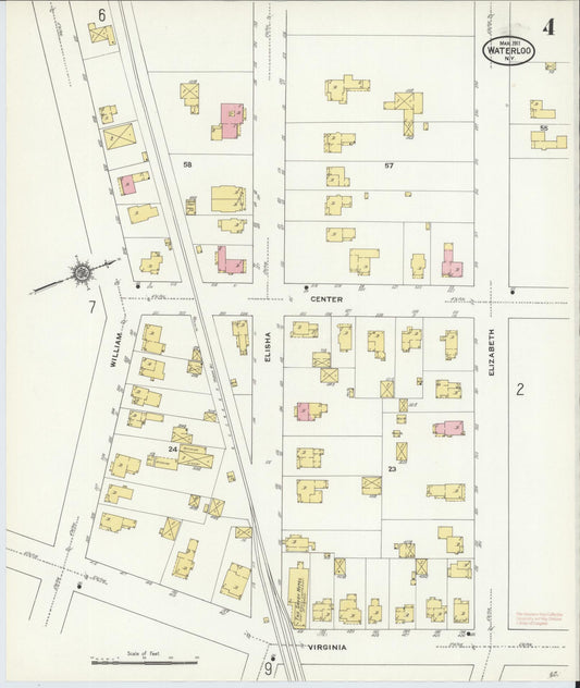 Sanborn Fire Insurance Map from Waterloo, Seneca County, New York (1911), Sheet #0004 - Historic Sanborn Fire Insurance Map Print, vintage old map wall art, antique decor, genealogy gift, New York New York map